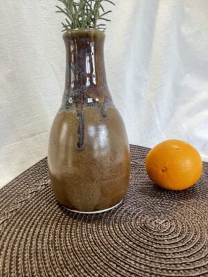 Brown Vase with Drippy Glaze Top